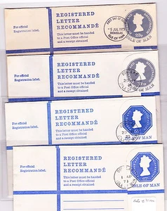 ISLE OF MAN: 4 verschiedene unbenutzte "REGISTRIERUNGSUMSCHLÄGE" 1973-78 (siehe Beschreibung.) - Bild 1 von 7