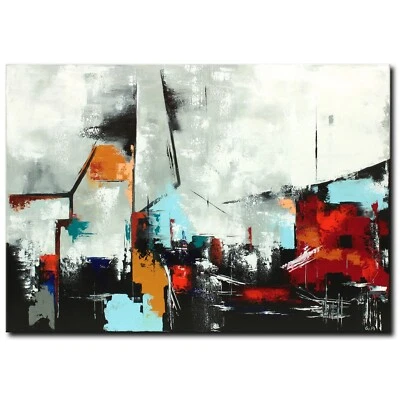 ORIGINAL Acryl Bild Gemälde Stadt Abstrakt Malerei Kunst Modern XXL HANDGEMALT - Bild 1 von 4