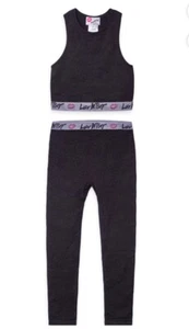 Size 10/12-Luv-Betsey-Johnson-Girls-Black-RacerBack-Top & Legging-2piece-Outfit - Picture 1 of 8