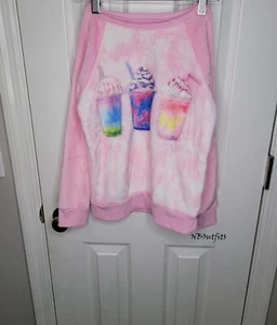 Justice Pink and White Fuzzy Sweater size 8 - Picture 1 of 3