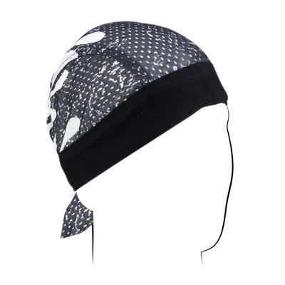 Premium Black White Pinstripe Flames Vented Sweatband Durag Biker Head Wrap — 第 1/2 张图片