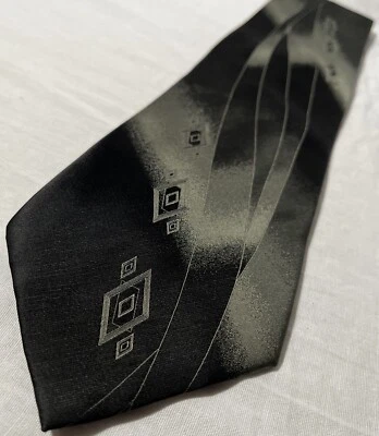 Corbata para hombre Puritan 100 % poliéster negra gris/plateada con estampado geométrico Foto 1 de 4