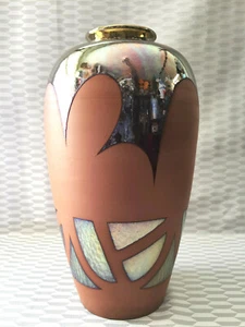 VASE ATYPIQUE DESIGN CÉRAMIQUE DÉCOR DORÉ VIOLINE ART DÉCORATIF MODERNE CHIC   - Imagen 1 de 8