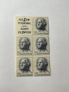 Scott #1213a 5cent Washington 1962 Mint Booklet Pane - Picture 1 of 2