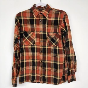 Camisa Rockabilly Vintage Flecha Naranja A Cuadros Manga Larga Abotonada Talla M - Imagen 1 de 9