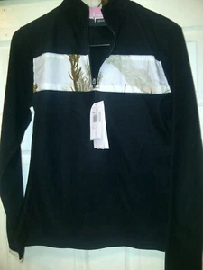 Habit Womens Fleece Jacket Black White Camouflage Pullover 1/4 Zip X-Small NWT - Picture 1 of 2