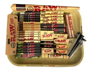 Big Raw Rolling Tray Bundle Set Papers Tips Holder Rolling Machine - Picture 1 of 2