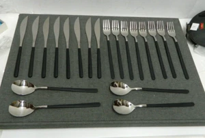 Xiaom 20 pcs Tableware Cutlery Set Black Handl in Gold Box New - Picture 1 of 7