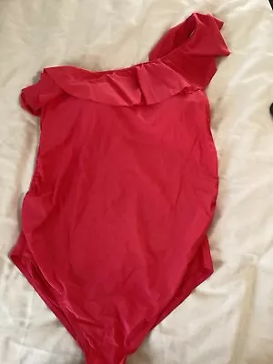 Motherhood Maternity Swim Suit Women’s Large Pink One Piece Bathing Suit Ruffle - Image 1 of 4