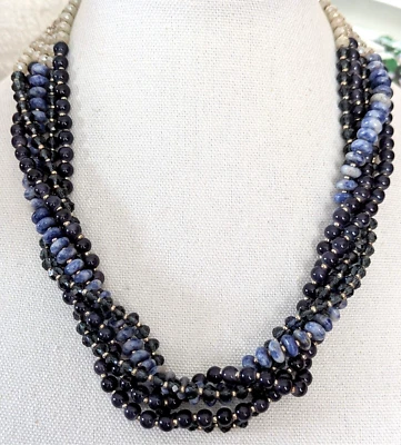 Collar Loft Ombre Cristal Cuentas Torsade Capas Firmado Boho Audaz Joyería Regalo Foto 1 de 4