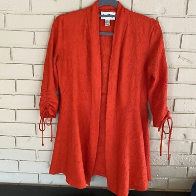 Joseph Ribkoff Women’s Red 3/4 Sleeve Open Ruched/Gathered Detail Jacket Sz 4 - Image 1 of 4