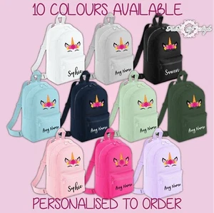 Mochila personalizada para niños - cualquier nombre unicornio niñas bolso de regreso a la escuela - Imagen 1 de 11