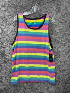 I.N.C. International Concepts Tank Top Mens Large Rainbow Metallic Striped Pride - Picture 1 of 8