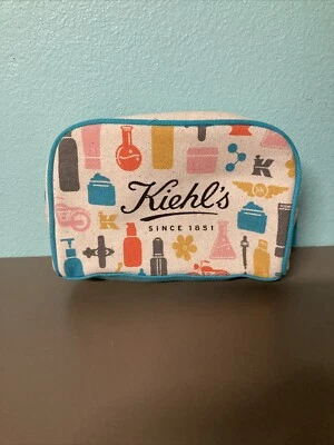 Kiehl's CANVAS Makeup/Cosmetic ZIPPER Bag BLUE - Image 1 of 4