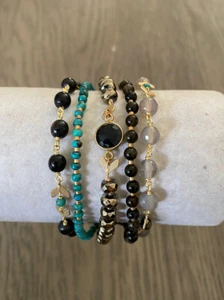 New Authentic Chan Luu Black Horn Mix Multi Strand Black Leather Bracelet - Picture 1 of 8