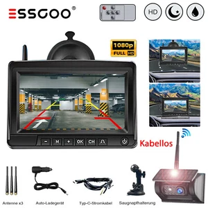 Rückfahrkamera Solar Funk HD 1080P Mit 7 Zoll Farb Monitor Einparkhilfe LKW Bus - Bild 1 von 14