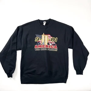 Vintage 9-11-01 America Never Forget Sweatshirt Large NYC GroundZero Twin Towers - Picture 1 of 9