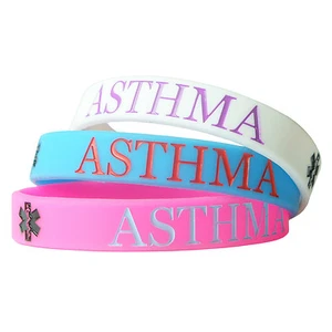 ASTHMA ALERT MEDICAL wristband silicone bracelet bangle gift AWARENESS - Picture 1 of 1