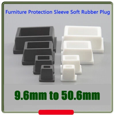 Furniture Protection Sleeve Soft Rubber Plug 9mm~50mm Square Seal White/Black - Image 1 of 4