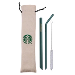 Starbucks 2020 Glass Green Straw Set Limited Edition Free Shipping - Picture 1 of 2