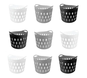 New Plastic Laundry 30L Basket Home Clothes Washing Large Flexible Basket Small - Picture 1 of 7