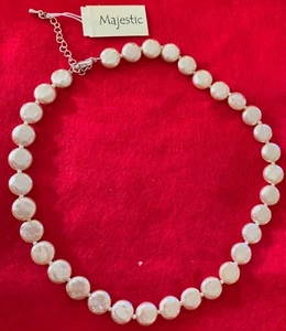 Majestic Coin Shaped Faux Pearl Necklace ( Gift box & Velvet Pouch)  - Picture 1 of 2