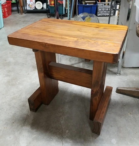 Vintage Solid Wood Stool Trestle Style Cover