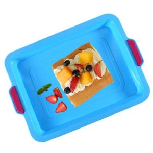 Non Stick Silicone Brownie Baking Pan With Handles Steel Frame Inside Rectangula - Picture 1 of 7