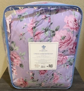 Simply Shabby Chic by Rachel Ashwell Purple Floral Roses 4pc KING Comforter Set - Picture 1 of 13