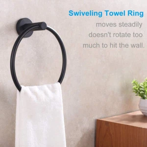 Stainless Steel Round Hand Towel Ring Holder Wall Mounted For Kitchen Bathroom - Picture 1 of 11