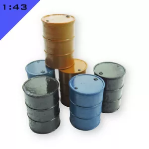 6 x 3D Printed OIL DRUM 1:43, O scale Model Miniature Scenery Layout - Picture 1 of 6