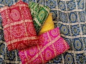 25 Pcs Dupatta Women Bandhani Chinon Silk Indian Bandhej Scarf Party Wear Stole - Picture 1 of 12