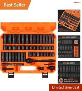 Versatile 50-Piece Impact Socket Set - Includes 3/8" Ratchet & Extension Bars - Picture 1 of 11