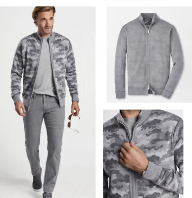 Peter Millar Reversible Merino Wool Cardigan Sweater Grey Camo SZ XXL NWT $350 - Image 1 of 4