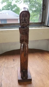Vintage Wooden Monk Hand Carved Monk Priest Statue 12" Folk Art - Picture 1 of 8