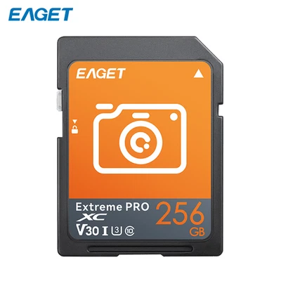 EAGET 256GB 200MB/s V30 U3 C10 UCH-I XC SD Card 200MB/s Extreme Pro Memory Card - Image 1 of 4