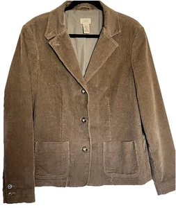 L.L. Bean Corduroy Jacket women’s size small dark tan Career Coat Blazer Lined - Picture 1 of 4
