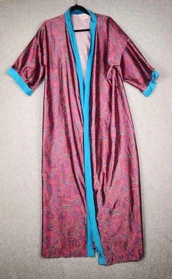 Bata Vintage Exclusively Yours Talla 1X Rosa Turquesa Estampado Paisley Psicodélico Foto 1 de 4