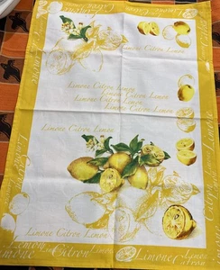 Telo da tè italiano Limone Cimone Limone bianco e giallo cotone - Foto 1 di 5