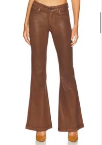 Paige Women’s Cognac Luxe Coating Genevieve Flare Pants Size 28 - Picture 1 of 6