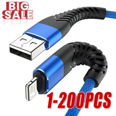 Cable Cargador Rápido Trenzado Resistente USB Lote Cable Para iPhone 14 13 12 11 X XR 8 Foto 1 de 4