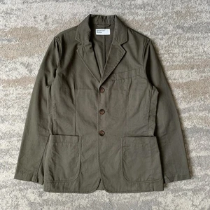 Universal Works Chore Jacket Small London Olive Green Twill Three Button Pocket - Picture 1 of 11