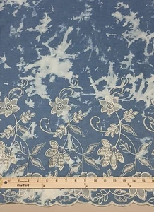 Embroidered Chambray Tye Dyed Bleached Look Cotton Shirting Fabric BTY D166.35 - Picture 1 of 1