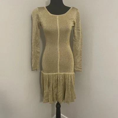 Vestido Suéter Vintage BILL BLASS TEJIDO AÑOS 80 Talla P (XS) Dorado Metálico Hong Kong Foto 1 de 4