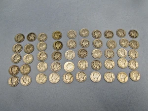US SILBERMÜNZEN SAMMLUNG LOT 50 MERKUR GROSCHEN 90% SILBER - Bild 1 von 3