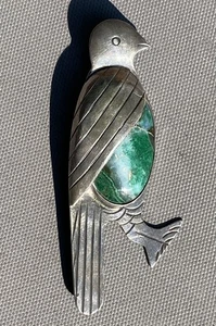 Vintage Bill Ilfeld Sterling Silver & Agate Eagle Brooch circa 1930s - Picture 1 of 7