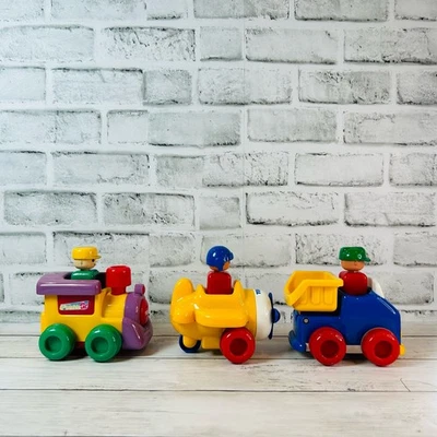 Vintage Tomy Toy Lot Train Airplane Truck Toys With People Pull and Go Toys - Image 1 of 4