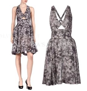 STELLA MCCARTNEY DRESS GRAY FLORAL CUTOUT CRISS CROSS $1,630 sz 42 US 6 - Picture 1 of 10