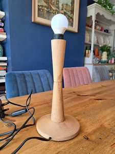 Habitat Brown MCM Wooden Legno Lamp Base Made in Italy 24cm Tall - Picture 1 of 6