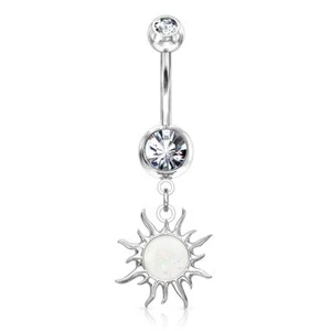 Belly Button Piercing Sun Tribal White Opalite - Picture 1 of 1